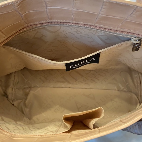 FURLA Crocodile Shoulder Bag / Mini Tote - Buff - Picture 3 of 5